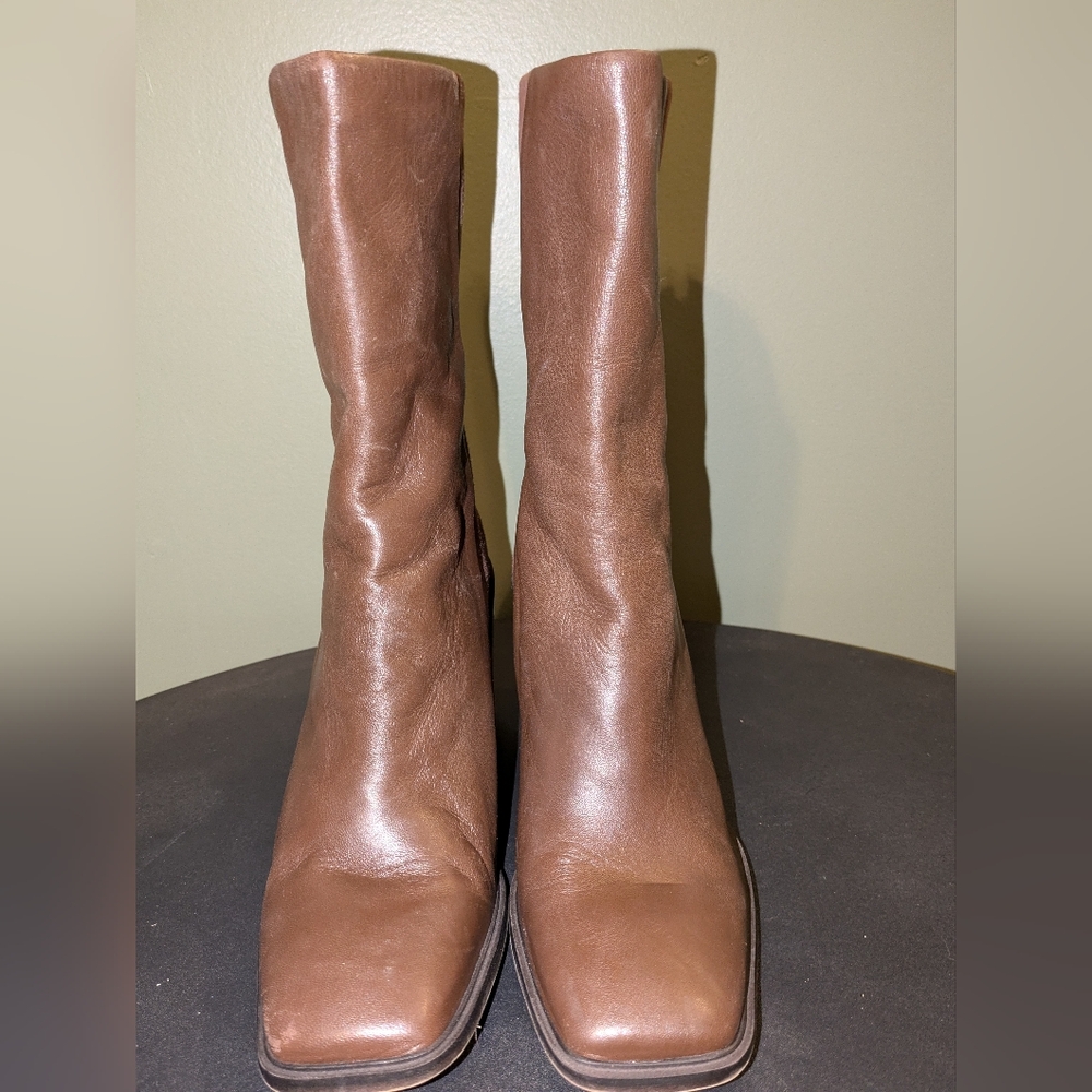 COPY - Sarto Mid shaft Block Heel Leather Boot 6.5